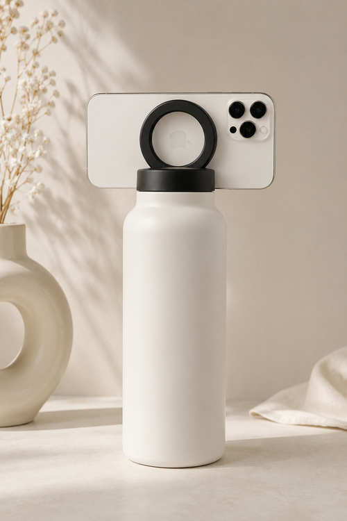 Insulated Magnetic Water Bottle with Phone Mount | Gym & Outdoor