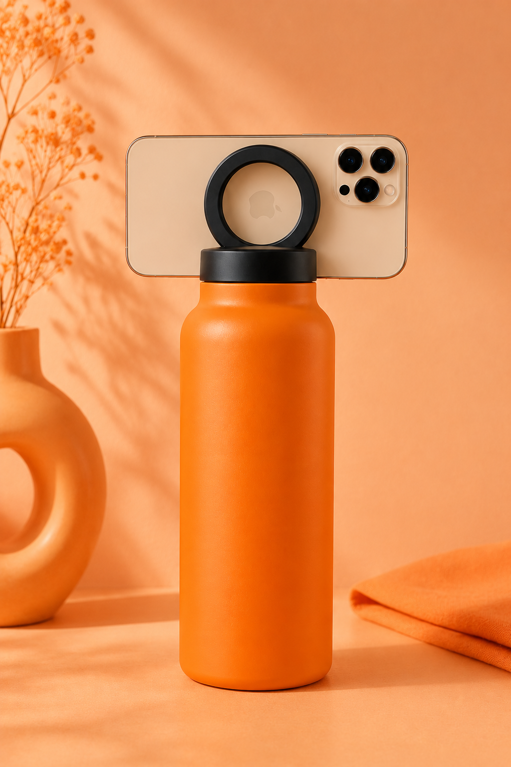 Insulated Magnetic Water Bottle with Phone Mount | Gym & Outdoor