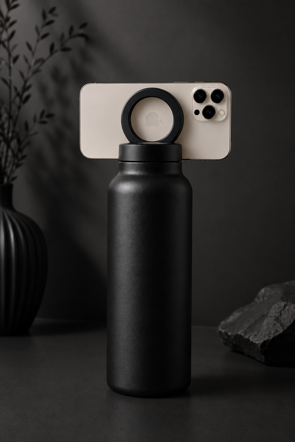 Insulated Magnetic Water Bottle with Phone Mount | Gym & Outdoor